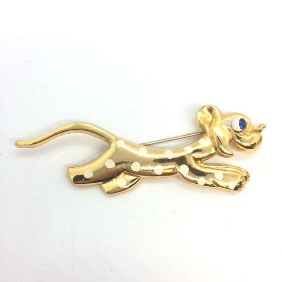 3/$30 VINTAGE MONET DOG BROOCH SPOT POLKA DOT MCM MID CENTURY MODERN GOLD TONE - Picture 4 of 17